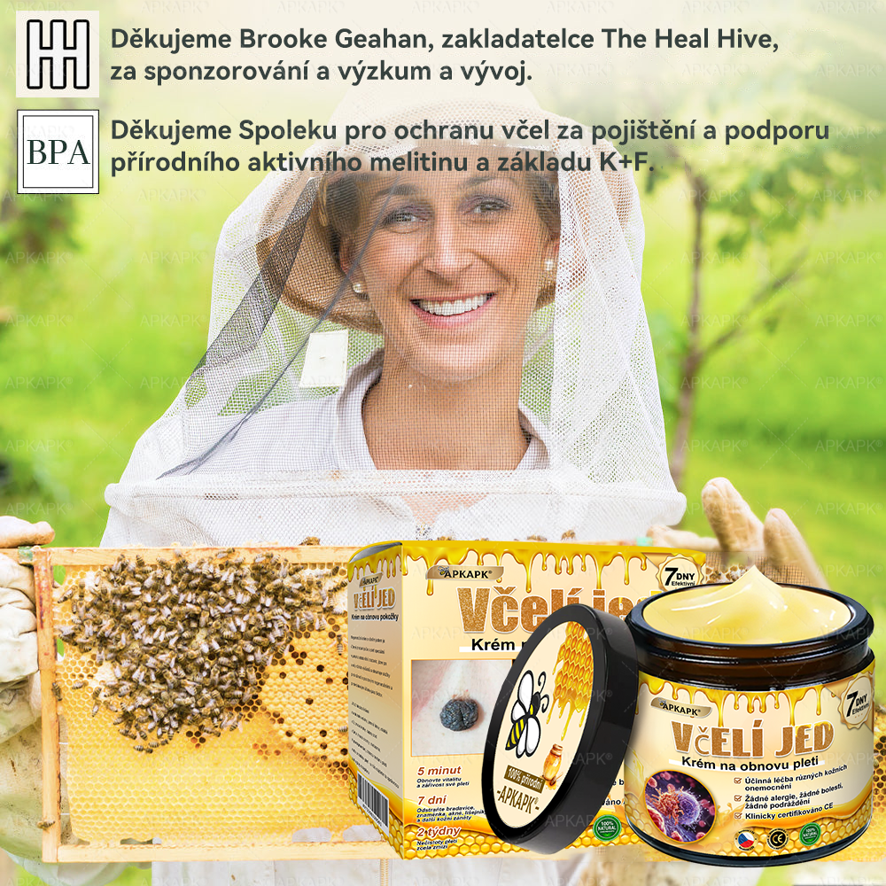 😋😋Dermatologicky a klinicky testováno👩‍⚕️APKAPK®Bee Venom Krém na obnovení pleti🐝 pomáhá při léčbě kožních problémů, jako jsou: vrásky, jizvy, pigmentové skvrny, strie, akné, psoriáza, ekzém, kožní změny, podráždění, záněty a další kožní problémy.